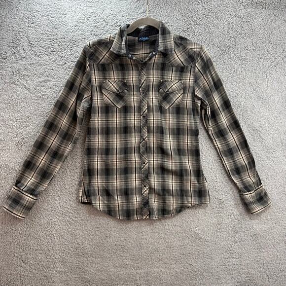 Kuhl Women's Medium Western Plaid Shirt Pearl Snaps Long Sleeves Soft Comfort - Picture 1 of 13